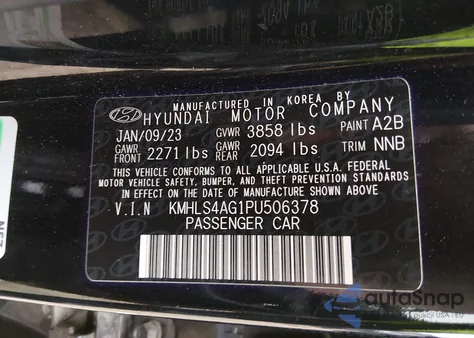 2023 Hyundai Elantra Sel z USA, uszkodzony, nr VIN KMHLS4AG1PU506378